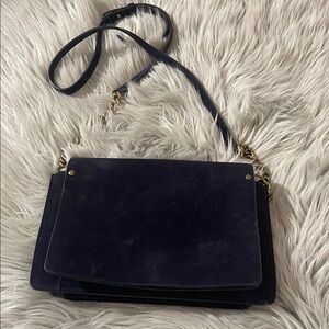 GERARD DAREL Elegant Navy Leather Shoulder Bag